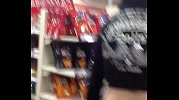 Preview 1 of Searchlatina Trannies - sexy blonde girl flashes in 7-11