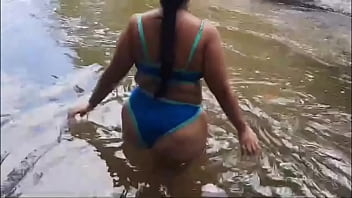 Preview 4 of Chubby Retarded - seductive dance for my stepbrother in the river