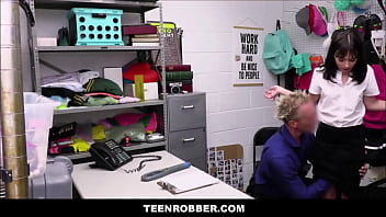 Preview 1 of Jennifer Best Rimming - TeenRobber - Tiny Tits Shoplifter Orgasms While Riding Officer&#039_s Big Dick - Aria Valencia