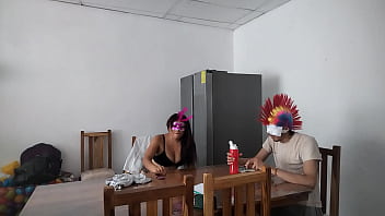 Preview 3 of Jyyjwj Raj - A housemaid touches her body very sensually and flirts with a dildo while feeding a blind man in the house.