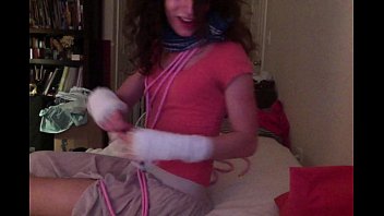 Preview 4 of Expriment Sex - A Trans Girl&#039_s First Struggle: Bound in Rope and Handcuffs