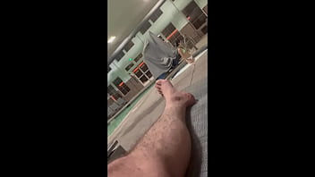 Preview 1 of Pee Teasing - Slut shows up to guy at pool and he follows her into public bathroom and fucks
