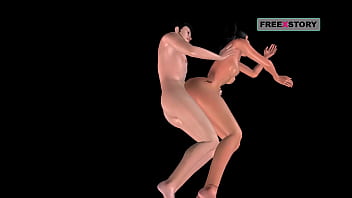 Preview 1 of Cinema Tater - An animated porn video of a Japanese man fucking Indian girl in spoon position.