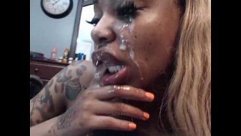 Preview 2 of Fakings Vendo - busty tattooed black w huge ass gets facial