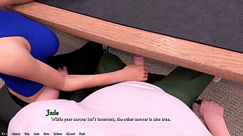 Preview 4 of Big Cock Annal Creampie - Being A DIK #33 - Hot Busty Psychology Teacher Gives Me A Hot Footjob In Class And Switches To Handjob When One Of Her Feminist Students Comes To Ask A Question While I Cum Under The Table