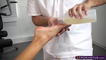 Preview 1 of Both Les - Blonde with big tits fucks the masseur after a workout