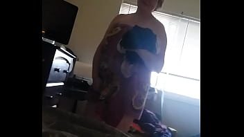 Preview 1 of Mother Daughter Sun Sex Video - My sexy whore getting out of the shower,  shows tits,  pussy and ass