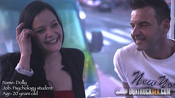 Preview 2 of Room For Lust - Dolly Diore is getting fucked in our FuckTruck in front of the people