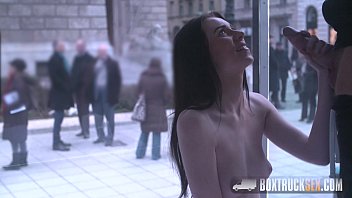 Preview 3 of Pee Lover Lesbians Sharing Dick - Liz Heaven fucks in our BoxTruck in a public place