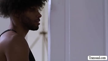 Preview 1 of Momi Caught - Trans stepmommy bareback fucks her black stepson
