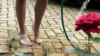 Preview 1 of Pantiless Plumber - Footjob in the garden - Shona River