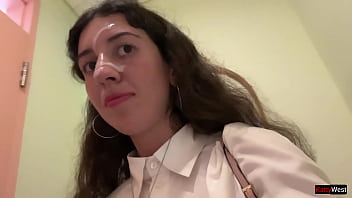 Preview 2 of Beeg Fingring Hot Cum Water - I asked a friend to cum on my face in a cafe so I could eat food with sperm - Public Cumwalk