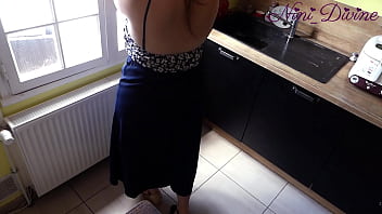 Preview 2 of New Pigtails - My neighbor fucks my wife&#039_s big ass in my kitchen while I work!