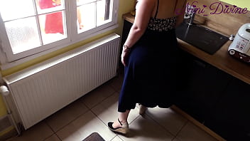 Preview 1 of New Pigtails - My neighbor fucks my wife&#039_s big ass in my kitchen while I work!