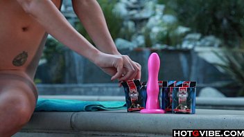 Preview 2 of Kamus Porn2 - Big Titted Blonde gives herself orgasms by the pool