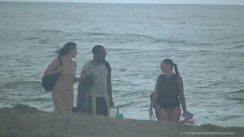 Preview 1 of Lady With Boys - Helena Price - I Filmed Exhibitionist Wife Stefanie Mafra interraical Fucking On Caribbean Nude Beach While Voyeurs Watch!