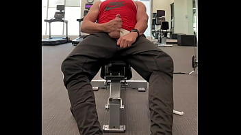 Preview 2 of Assuming Voyeur - JockDad87 Jerks off in the Hotel Gym