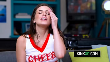 Preview 1 of Very Cute Smaboy Fucking - Hot teen Aubree Valentine dressed as a cheerleader fucks with her roommate