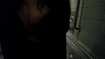 Preview 1 of Girl And Girl Xxxx - Touching myself in public bathroom part 2