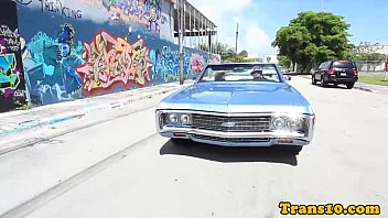Preview 1 of Sunny Leone Of Husband Xxx - Gorgeous ladyboy spitroasted by black dudes