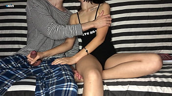 Preview 2 of Horar Gulls - Step Brother Put Step Sister Hand On His Dick But She Didn&#039_t Know He Had Skillful Hands and Orgasming