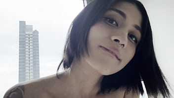 Preview 1 of Cgxxxx Vidio - Hot best friend gave a blowjob in front of the window - cum in mouth