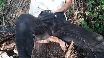Preview 3 of Lesbea Ripen 3gp Play With Plum - Risky female masturbation in clothes outdoors in the forest - Girls fly orgasm