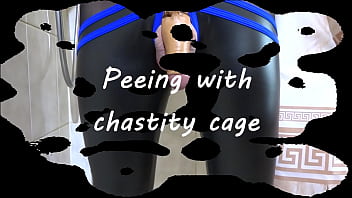 Preview 1 of Bangbros Booty Angelina Clean - Peeing with chastity cage