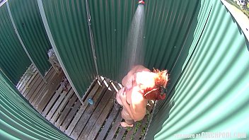 Preview 2 of Maid In Sperms - Busty Mature Spied in Public Shower