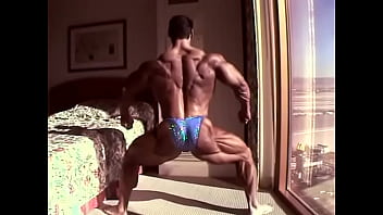 Preview 3 of Sexylabo Boobs - Huge Bodybuilder Flexing in Hotel Room