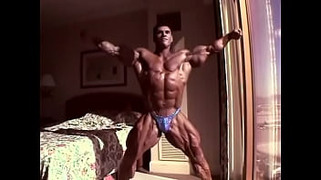 Preview 4 of Sexylabo Boobs - Huge Bodybuilder Flexing in Hotel Room