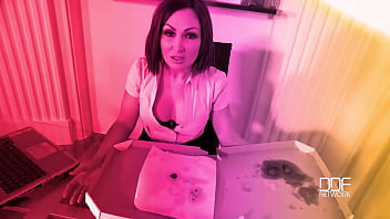 Preview 2 of Lara Low Res - Horny Distraction - Busty Babe Blows Big Cock in Office