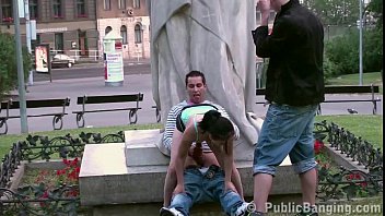 Preview 3 of Christine Aka Mouse - Pretty teen girl PUBLIC gangbang in front of a famous statue