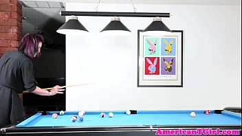 Preview 2 of Wap Camera Indo - Tattooed pierced tgirl wanks on pooltable