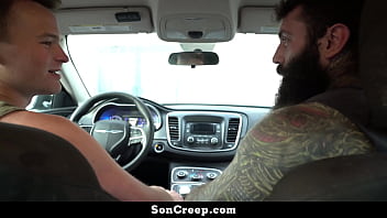 Preview 1 of Pipi Voyeur Nature - Stepson Earns His Stepfather&#039_s Car by Letting Him Bang His Hole - Soncreep