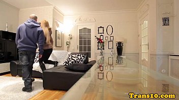 Preview 1 of Xxxsex Puja - Doggystyled bigass tgirl jizzed on big boobs