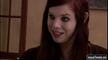 Preview 1 of Lilith Lust Facefuck - Small tits redhead shemale banged deep in doggystyle