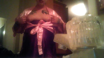 Preview 1 of Cap D Agde Bi Anal - My satin crossdressing and makeup fetish