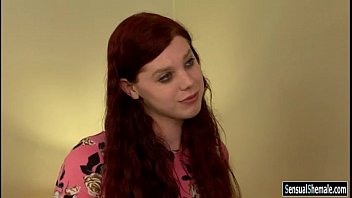 Preview 1 of 10 Year Boy And 38 Year Gril - Chubby redhead lady wears strapon to fuck tranny Chelsea Poe