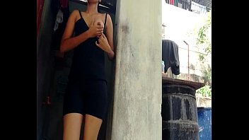 Preview 1 of Hard Porn On Bath - Very horny indian girl showing her assets outside home