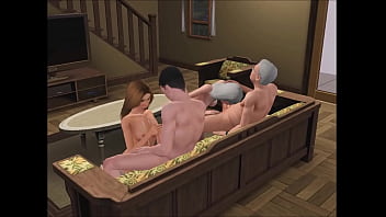 Preview 4 of Big Boobs Girl Video - THE SIMS XXX family swingers