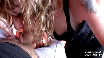 Preview 1 of Janee Haven - Amateur french couple with a small titted blonde fucking hard on the bed for cam