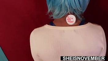 Preview 2 of Tuga Jo - HD Msnvoember Huge Saggy Natural Breasts And Ebony Arolas Pulled Out of Top and Jiggling on Sheisnovember