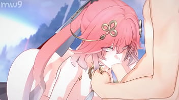 Preview 2 of Fist Time Teennfuck - Genshin Impact Yae Miko Blowjob