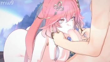 Preview 3 of Fist Time Teennfuck - Genshin Impact Yae Miko Blowjob