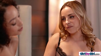 Preview 2 of Alison Donnell - Blonde cancels date to lick her ebony roommates pussy instead