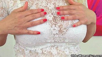 Preview 1 of Small Tits Skinny Solo - Milf Lucy Gresty is showing off Britain&#039_s best mature boobs