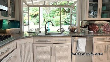 Preview 2 of Tube Porn Saksafon - Petite Asian fucks plumbers big cock in kitchen