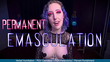 Preview 1 of Pee Hi - PERMANENT EMASCULATION - Preview - Cruel Castration Gelding Penectomy POV by Miss Faith Rae with Verbal Humiliation and Sadism - HD 1080p MP4