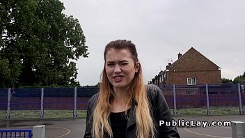 Preview 2 of Goldie Ortiz Hand Job - Blonde Brit fucks cock for cash outdoor